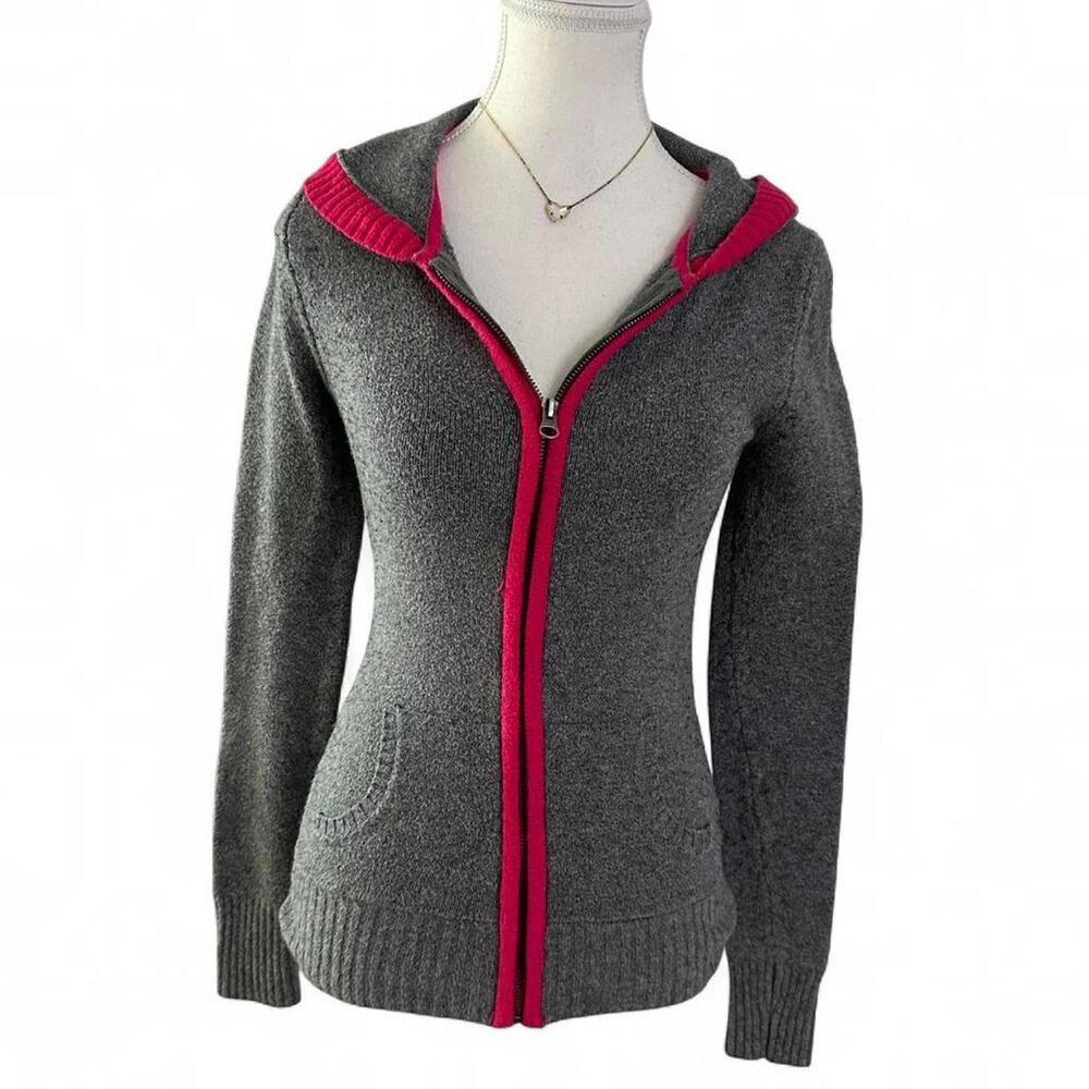 Aeropostale Y2K Vintage 2000s Pink + Grey Fitted Zip Up Hoodie Size Small Pink